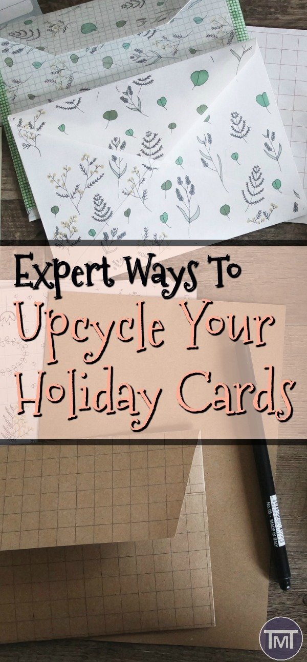 Expert ways to upcycle your holiday cards. Don't know what to do with your birthday cards, christmas cards or even those from fathers or mother's day? here's a list of handy projects to try and recycle them! #DIY #upcycle #projects #projectideas