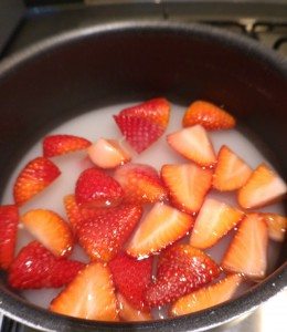 Put the mixture on the heat - Easy, Sweetie Strawberry Syrup