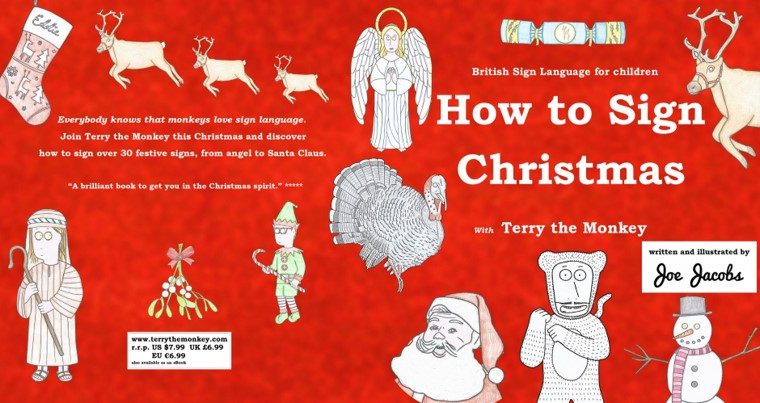 red how to sign Christmas book front cover for learning Christmas sign language
