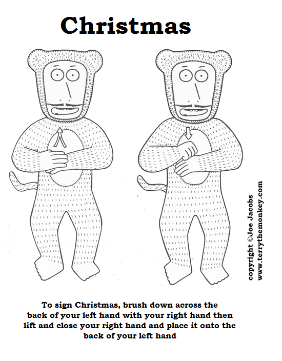 The sign language demonstration for signing Christmas