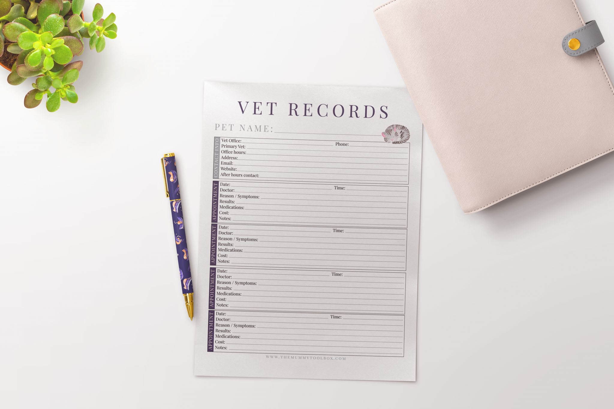vet records appointment cards printable